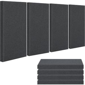 4 PCS Fabric Acoustic Panels,24''x12''x2'' Sound Proof Panels for Walls,Acoustic Wall Panels, Self-adhesive Soundproof Wall Panels for Echo Absorption for Home Studio Office (Grey)