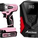 AVID POWER 20V MAX Lithium lon Cordless Drill Set Bundle with AC/DC Tire Inflator