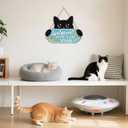 Funny Black Cat Wooden Decoration,Welcome Hope You Like Cats Decor,Cat Wall Decor,Cats Lovers Gifts,Kitty Door Hanger,Kitten Wooden Plaque,Cute Pet Wall Hanging Sign for Porch Yard Bedroom Home (Blue)