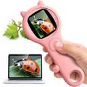 Kids Microscope for Girls, 500X Portable Digital Microscope with 2" IPS Screen, Cute STEM Learning Toy, Birthday Gift for Girls Age 5-12 (Pink)