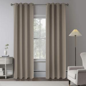 KEQIAOSUOCAI Taupe 100% Blackout Linen Curtains 96 Inches Long 2 Panels for Bedroom,Modern Farmhouse Full Black Out Room Darkening Thermal Insulated Window Curtain Panels 8 Feet Length Curtains