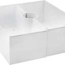 AuldHome Design Umbrella Planter for Patio Table (White Square), w/Umbrella Hole, Enamelware Rectangular Planter Pots