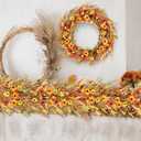 6.5 Ft Fall Leaves Daisy Vine Garlands Artificial Autumn Garland with Wildflower Sunflower Daisy Eucalyptus Garland for Thanksgiving Harvest Door Mantle Fireplace Party Table Home All Year Round Decor