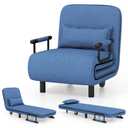 Giantex Convertible Sofa Bed, 3-in-1 Folding Sleeper Chair with 5-Position Adjustable Backrest, Wheels, 2 Legs, Blue