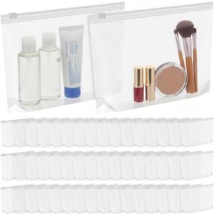 Bokon 100 Pcs Small Toiletry Bags Bulk, 5.12 x 8.11 Inches Clear Cosmetic Makeup Bags with Zipper Travel Pouches for Women Waterproof Transparent PE Storage Organizer for Swimsuit Bikini Vacation