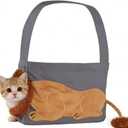 Soft Cat Carrier, Pet Carrier for Cats, Hands Free Dog Sling Carrier for Small Dogs, Canvas Cotton Lion Design Pet Bag with Breathable Mesh Safety Harness for Walking Travel Hiking Vet Visits  4.8"L x 4.9"W x 5.3"H