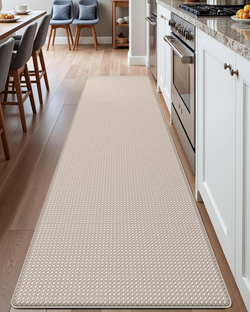 DEXI Kitchen Floor Mats Cushioned Anti Fatigue, 23x94, Large Long Standing Runner Rug Waterproof, Comfort Memory Foam Padded for Front Sink Laundry, Beige DEXI Kitchen Floor Mats Cushioned Anti Fatigue, 23x94, Large Long Standing Runner Rug Waterproof, Comfort Memory Foam Padded for Front Sink Laundry, Beige