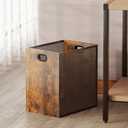 Huxitocan Retro Office Can, Iron and Wood Combination Bedroom Garbage Can, Rectangular Design Wastebasket with Handle, Industrial Style Can for Home Office, 4.5 Gallon (Patent Pending) (Large 1PC)