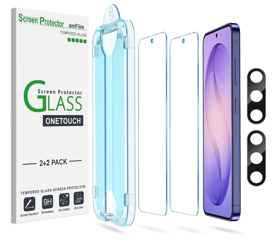 amFilm AutoAlignment OneTouch for Samsung Galaxy S26 Ultra 6.9" Screen Protector + Camera Lens Protector, Tempered Glass, 30 seconds Installation, Bubble Free, Case Friendly, AntiScratch [2+2 Pack]