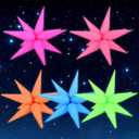 5 Pcs Neon Balloons for Glow Party Foil Explosion Neon Star Balloons Kit Cone Balloon Glow in The Dark Party Supplies Fluorescent Balloon for Halloween Christmas Birthday Anniversary Backdrop Decor