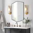 ANDY STAR 24"x36" Black Bathroom Mirror, Rectangle Scalloped Wall Mirror in Stainless Steel Metal Frame, Modern Matte Black Finish with Curved Edge Design, Wall-Mount Vertically or Horizontally
