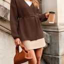 Saodimallsu Womens Wrap V Neck Cardigan Sweaters Tie Front Long Sleeve Soft Knit Dressy Work Fall Sweater Blazer Coffee (Brown)