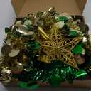 Dual Color Change & Timer - 5FT Pop Up Christmas Tree, Tinsel Christmas Tree 50 Warm White & Colored Lights 8 Mode 3D Star Sequins Collapsible Pencil Christmas Tree Indoor Home Classroom Office (Golden & Green)