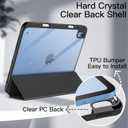 JETech Case for iPad (A16) 11th/10th Generation (2025/2022) with Pencil Holder, Clear Transparent Back Shell Slim Stand Shockproof Tablet Cover, Auto Wake/Sleep (Black)