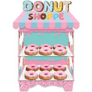 KALEFO Donut Birthday Party Decorations Stand for Dessert Table Decoration Supplies Favors Cupcake Decor