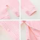 Baby Romper with Baby Mittens & Newborn Hats Footless Long Sleeve Solid Onesie Hi Im New Here (Pink)