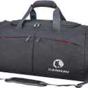 Canway Sports Gym Bag, Travel Duffel bag with Wet Pocket & Shoes Compartment for men women, 45L, Lightweight (black)