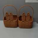 Gerrii 2 Pcs Easter Basket with Handle Bunny Easter Woven Picnic Basket for Kids with Cute Rabbit Ears Rattan Gift Wicker Wine Woven Empty for Candy Storage Toy Girl Party Supplies