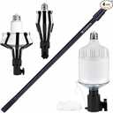 LOVEETA® Gen3 12Ft [18Ft Reach] Extendable Light Bulb Changer Pole for High Ceilings – Telescopic Light Bulb Pole Changer with Bulb Gripper, Chandelier Lights - Jet Black