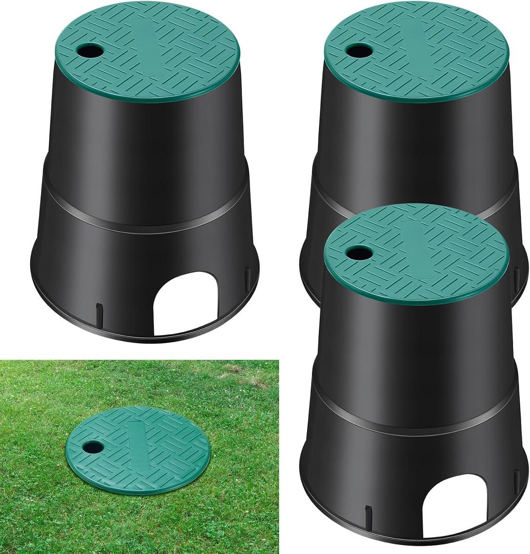 Tandefio 3 Pcs 910 Electrical Splice Box 6 Inch Diameter Underground Electrical Junction Box Inground for Outdoor Wiring Splices, Black