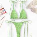 Figninget Bikini Sets for Women 2 Piece Y2K Bikini Halter Side Tie Women's Swimsuits Bathing Suit Green M (M)