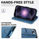 TUCCH Wallet Case for iPhone 17e, Case for iPhone 16e, Magnetic PU Leather Kickstand Flip Cover 4 Card Slot Shockproof TPU Inner Shell, [RFID Blocking] Folio Cover for iPhone 17e/16e 6.1", Light Blue