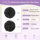 FESHFEN 2PCs Small Messy Bun Hair Piece for Thin Hair Women Girl Mini Synthetic Elastic Wavy Space-bun Scrunchies Updo Hairpieces, Natural Black
