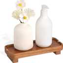 Wood Riser Small Decorative Tray Sink Soap Dish, Vanity Tray Pedestal Stand 8.7 x 3.6 inches (Light Brown)