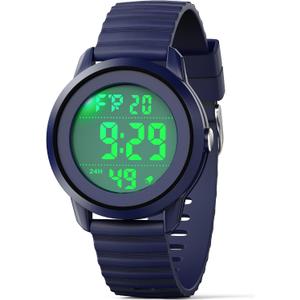CKV Kids Watch Digital for 10-18 Boys Girls, 30M Water Resistant 1.5'' Sports Wristwatch for Kids with Backlight, Countdown, Stopwatch, Alarm (Dark Blue)