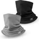 GXCROR Winter Neck Warmer, Reversible Fleece Gaiter Scarf, Windproof Face Mask for Men & Women (Black+light Gray (Child))