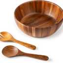 SullyHÔME 12" Acacia Wood Salad Bowl with Serving Spoons