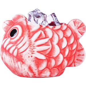 WHJY Creative Cocktail TIKI Mug Bar-Tiki Glass Hawaii Wine Red Light Fish Ceramic Cup Mug