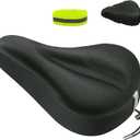 Geronmine Gel Bike Seat Cover Padded Bicycle Saddle Covers for Women & Men, Most Comfortable Exercise Bike Seat Cushion Cover, Soft for Spin Indoor Outdoor Cycling Class Mountain Stationary Bikes (Black-Standard)
