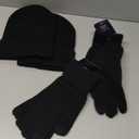 2-Sets Beanies & Touch Screen Gloves, Soft Thick Winter Thermal Plush Toboggan Skull Cap Men Women