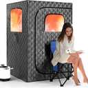 Upgraded Version Portable Sauna for Home Full Body Personal Sauna Steam Sauna Tent at Home Spa with 2.6L 1000W Steam Generator, 90 Minute Timer, Foldable Chair, Remote Control, Sauna Box(Grey)