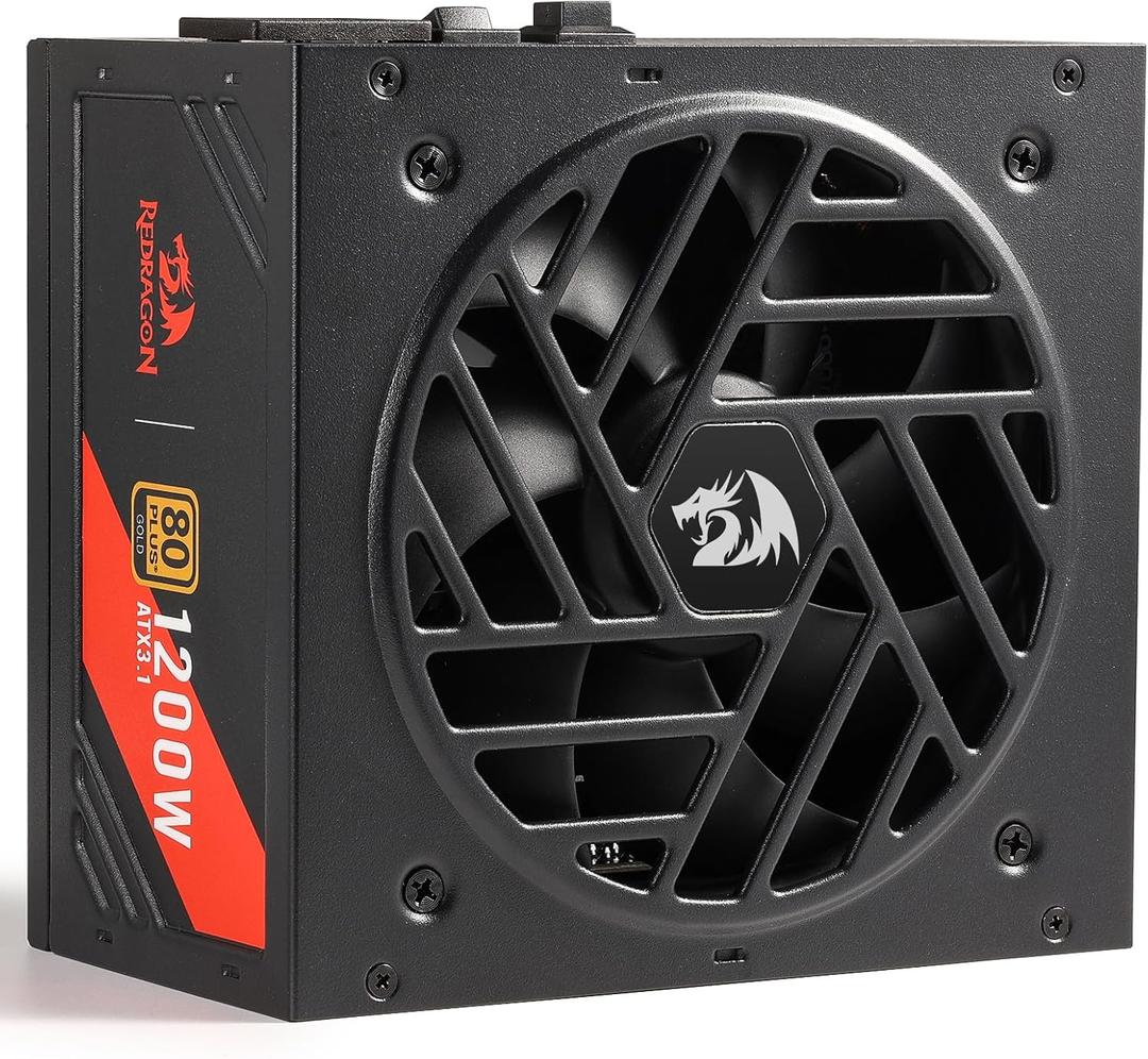 Redragon RGMS-1200W PRO 80+ Gold 1200 Watt Power Supply w/Upgraded ATX 3.1 & PCIe 5.1 Fully Modular, Compact 150mm Size, Smart ECO Low Noise Fan, 100% Japanese Capacitors, Full Mod Cables
