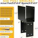 4x6 Post Brackets Kit(Actual 3.5"x5.5"), 4 Pack Heavy-Duty Post Caps Tie Bracket, Brackets for Wood Posts Beam Support, Gazebo Pergola Deck Porch Wood Connections Steel Brackets