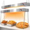 36-Inch Food Heat Lamp Warmer - Stainless Steel Infrared Strip Electric Heater 2 in 1 Overhead & Haning Food Warmer Light Commercial Grade for Restaurant Buffet Catering Kitchen BBQ 750W, Silver