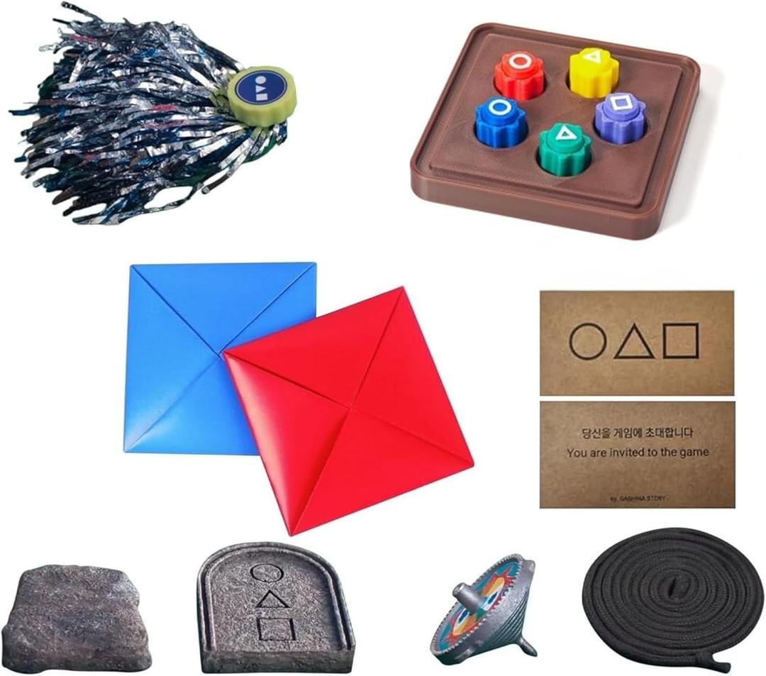 Gonggi Korean Traditional Folk Game Play Set - Jebi chagi, Gong-gi, Biseokchigi, Paeng-y, DDAKJI, Family Travel Games (1 Set)