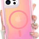 Bonoma for iPhone 16 Pro Max Case, Iridescent Back, Magnetic Support for MagSafe Shockproof Cover, Crystal and Corner High-Duty Protection for Girls Women -Pink