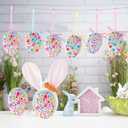 Glynisyz 25 PCS Easter DIY Eggs,DIY Glitter Gem Foam Easter Eggs Hanging Decorations Craft Kit with Rope DIY Painting Decorating Basket Fillers Gift Easter Party Favors