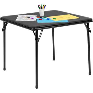 Flash Furniture Mindy Folding Kids Table with Vinyl Padded Top, Children's Square Activity Table for Daycare and Classrooms, Black