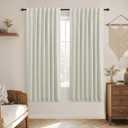 KOUFALL Natural Back Tab Linen Blackout Curtains for Living Room 52x63 Inches Long