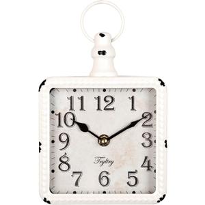 Retro Rectangle Small Wall Clock, Battery Operated Silent White Vintage Decor Wall Clocks, Antique Old Design Style, for Farmhouse,Kitchen,Bedroom,Bathroom White Rectangle
