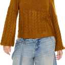 Forever 21 Womens Peasant-Sleeve Cable Knit Sweater (X-Small, Brown)