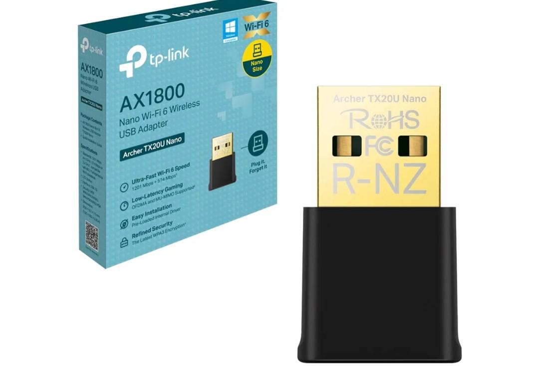 TP-Link Archer TX20U Nano AX1800Mbps WiFi 6 Wireless MU-MIMO USB Adapter, Fast WiFi Dongle, Dual Band Wireless USB Adapter for PC, Lower Latency Gameplay, Enhanced Security