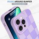 KANGHAR Compatible with iPhone 13 Pro Max Case, Silicone Checkered Cute Pattern, Camera Protection Soft Slim Phone Case for Phone Case -Purple
