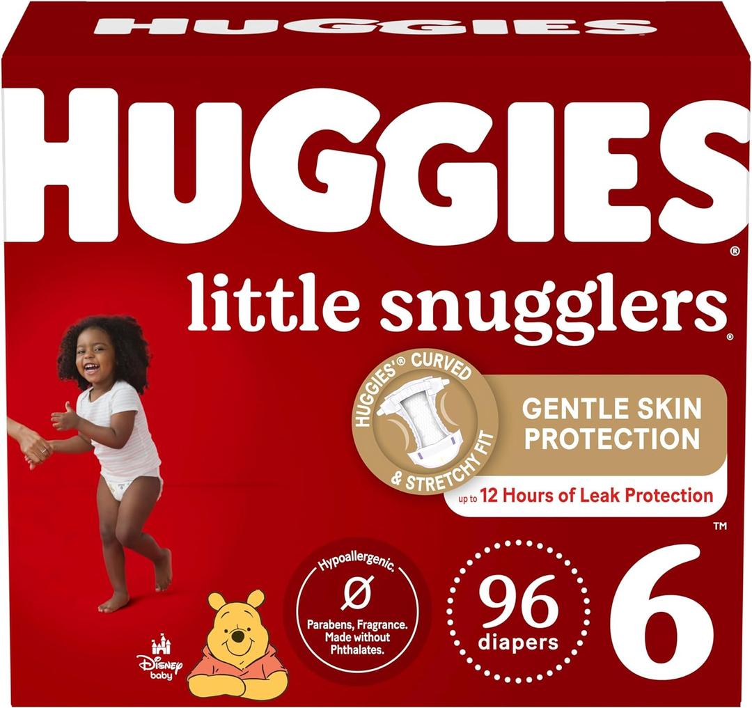 Huggies Size 6 Diapers, Little Snugglers Baby Diapers, Size 6 (35+ lbs), 96 Ct (2 packs of 48)
