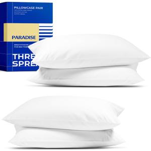 Thread Spread 100% Egyptian Cotton King Size Pillow Cases Set of 4 - Luxury 1000 Series Paradise Collection Pillow Cases King Size (Pack of 2, White), Soft Cooling Hotel Egyptian Cotton Pillowcases