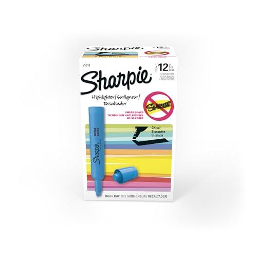 Sharpie Tank Style Highlighters, Chisel Tip, Blue, Box of 8